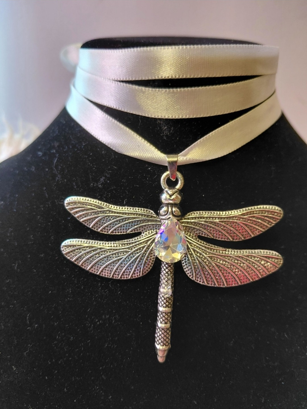 Stunning Silk Ribbon Dragonfly Choker